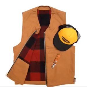 Whiteknuckler Tan and Buffalo Plaid Trucker Vest